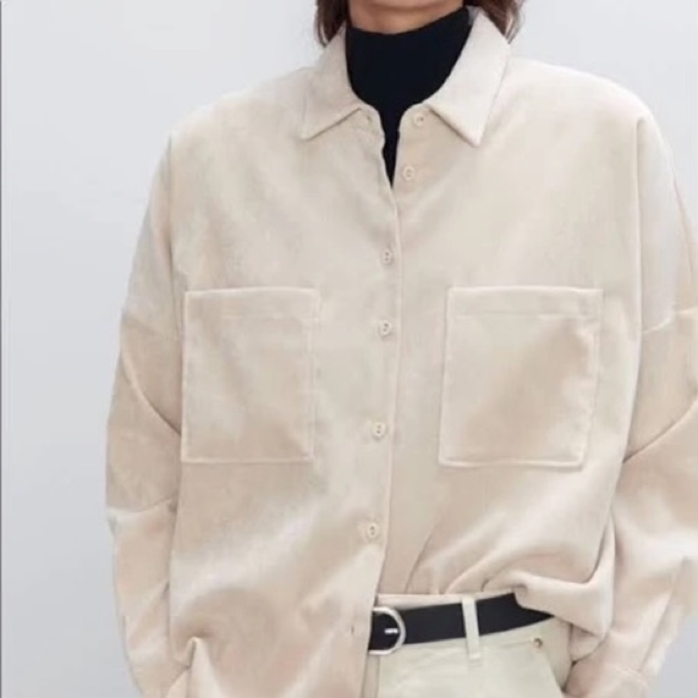 Zara Boxy Corduroy Button-Down with Front Pockets